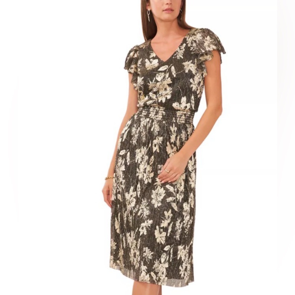 Vince Camaro Women's Short Sleeve Foil Burnout Dress Medium NWT